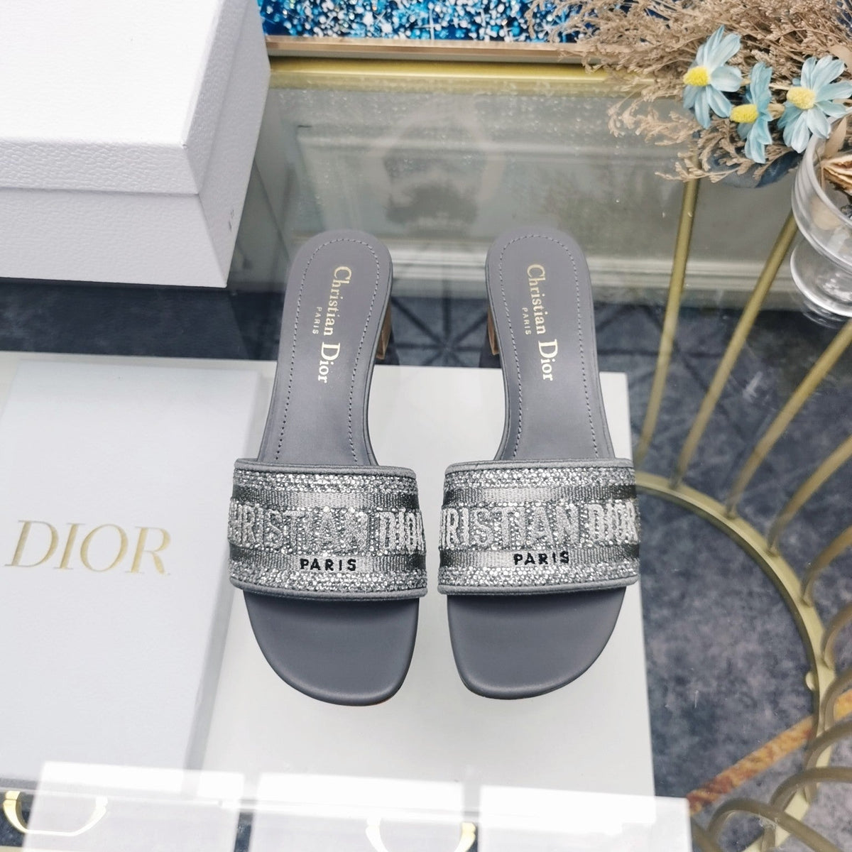 DIOR CD Mule Dway Heeled Slide 45mm Style 21