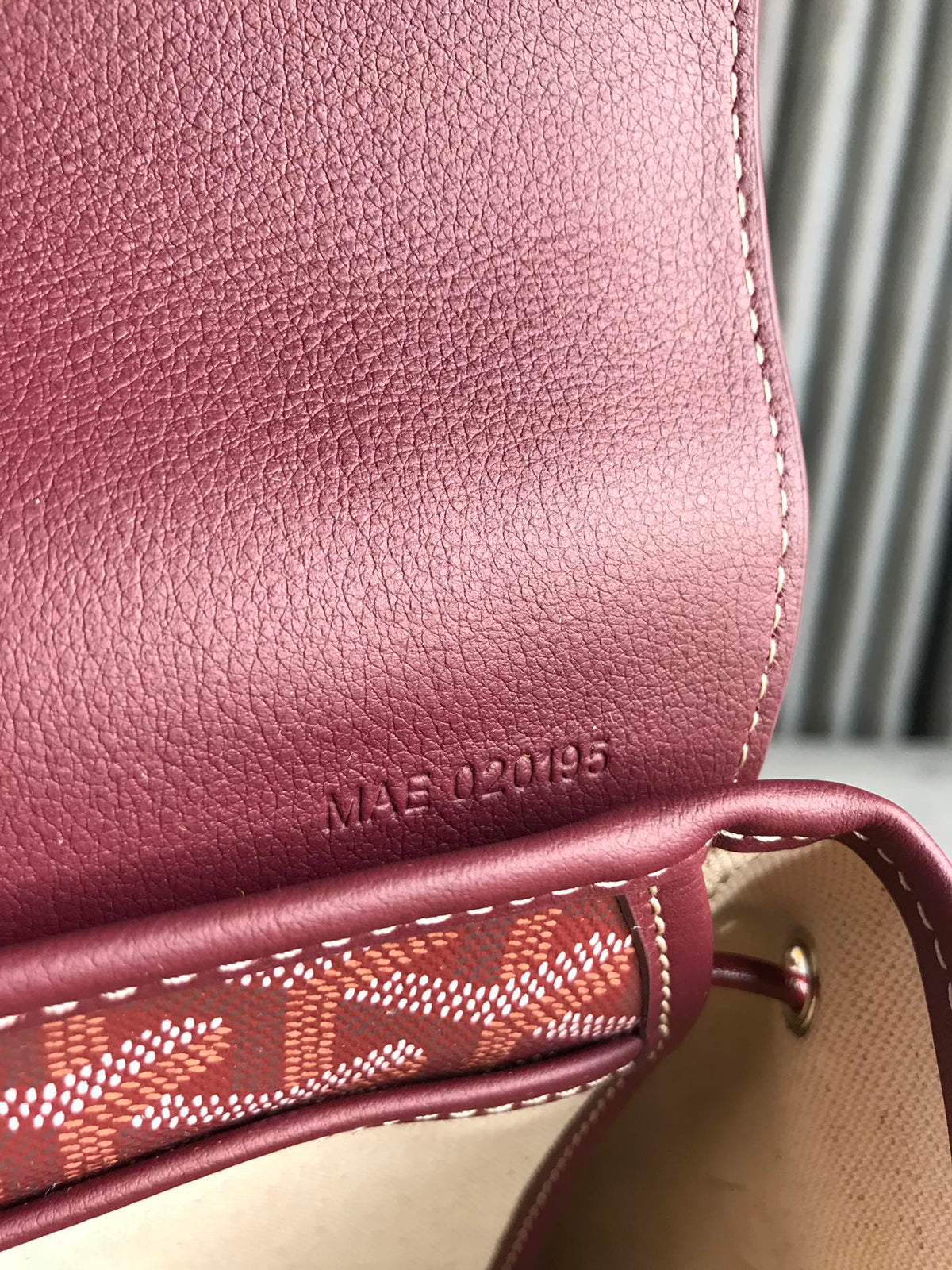 ALPIN MINI BACKPACK 21 IN WINE RED LAMBSKIN AND GOYARDINE CANVAS