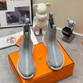 HERMES H FUN CLASSIC SNEAKER STYLISH LIGHT GRAY FABRIC