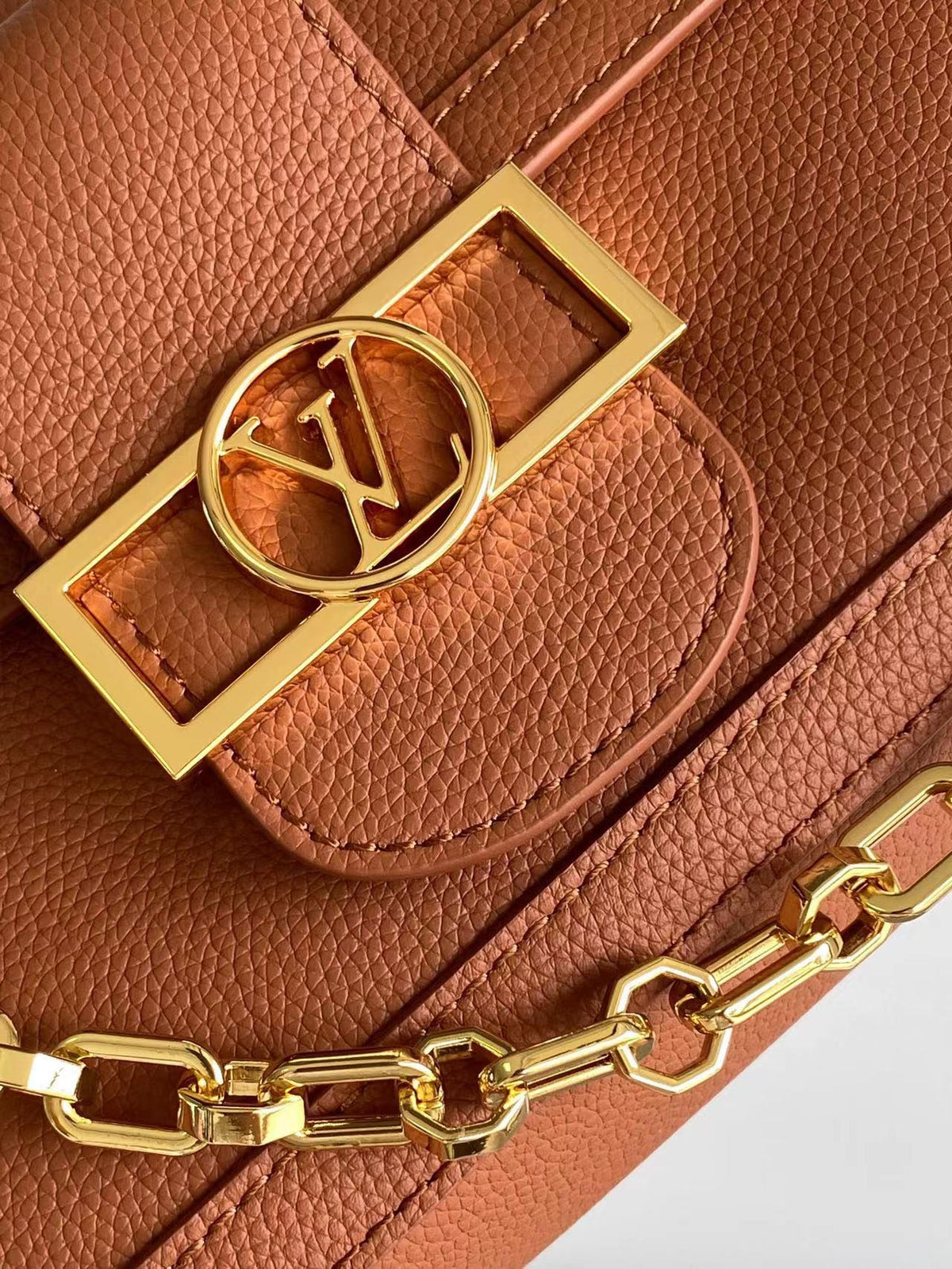 LOUIS VUITTON DAUPHINE SOFT MM 24 IN COGNAC CALFSKIN GOLD HARDWARE