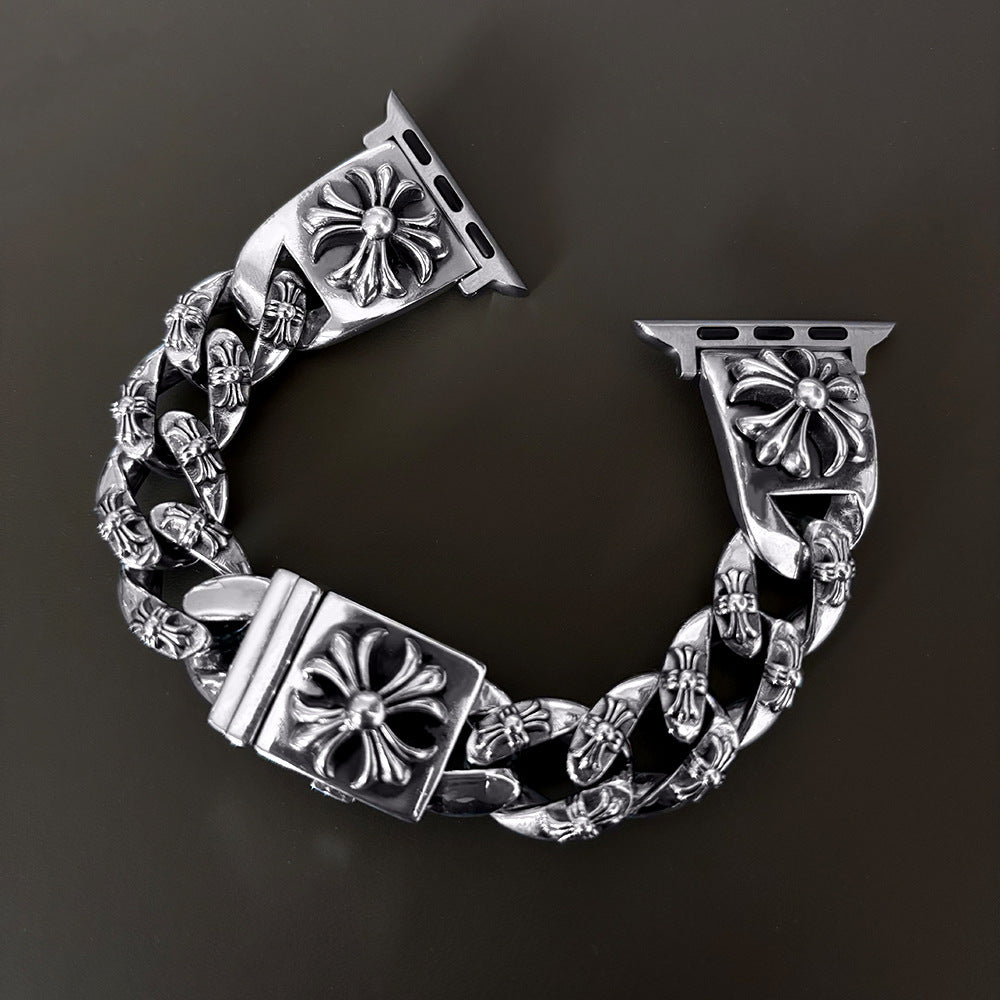 Chrome Hearts cross flower watch chain