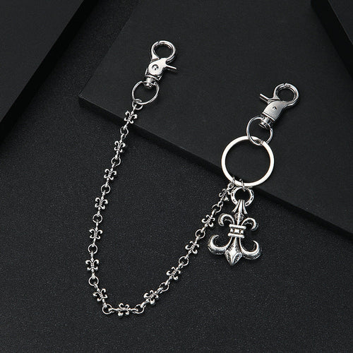 Chrome Hearts anchor chain jeans military flower matching chain