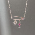 Chrome Hearts 925 silver brooch red diamond heart cross necklace