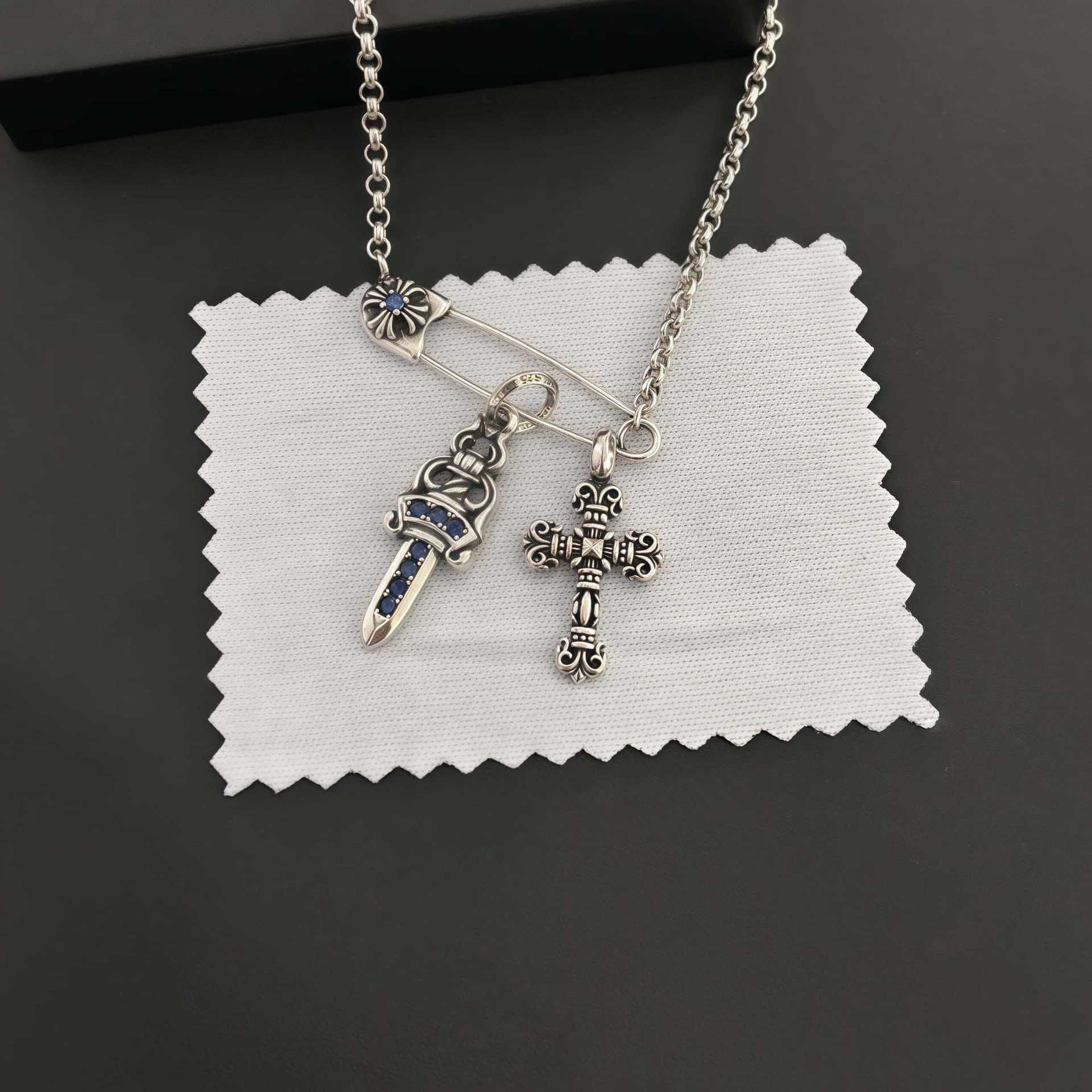 Chrome Hearts vintage flame cross brooch necklace