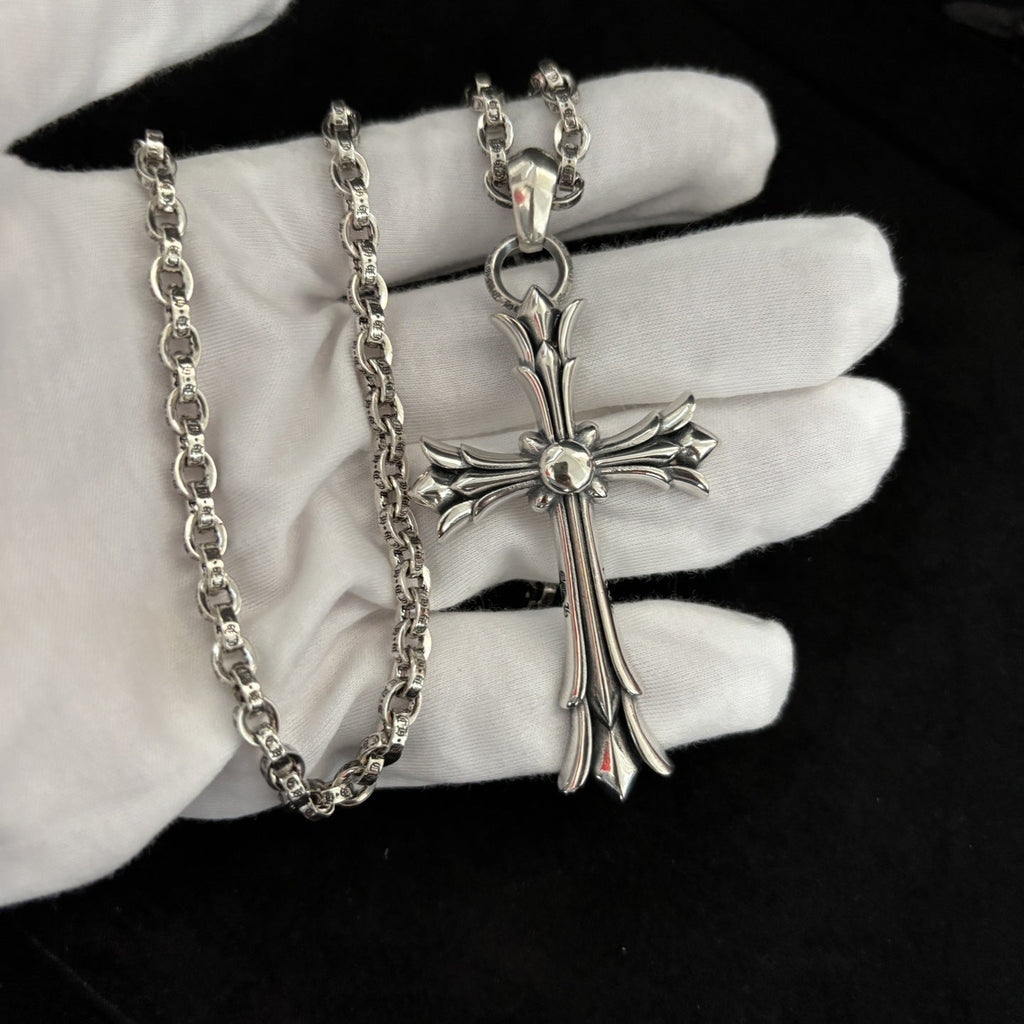 Chrome Hearts large double-layer cross letter chain pendant