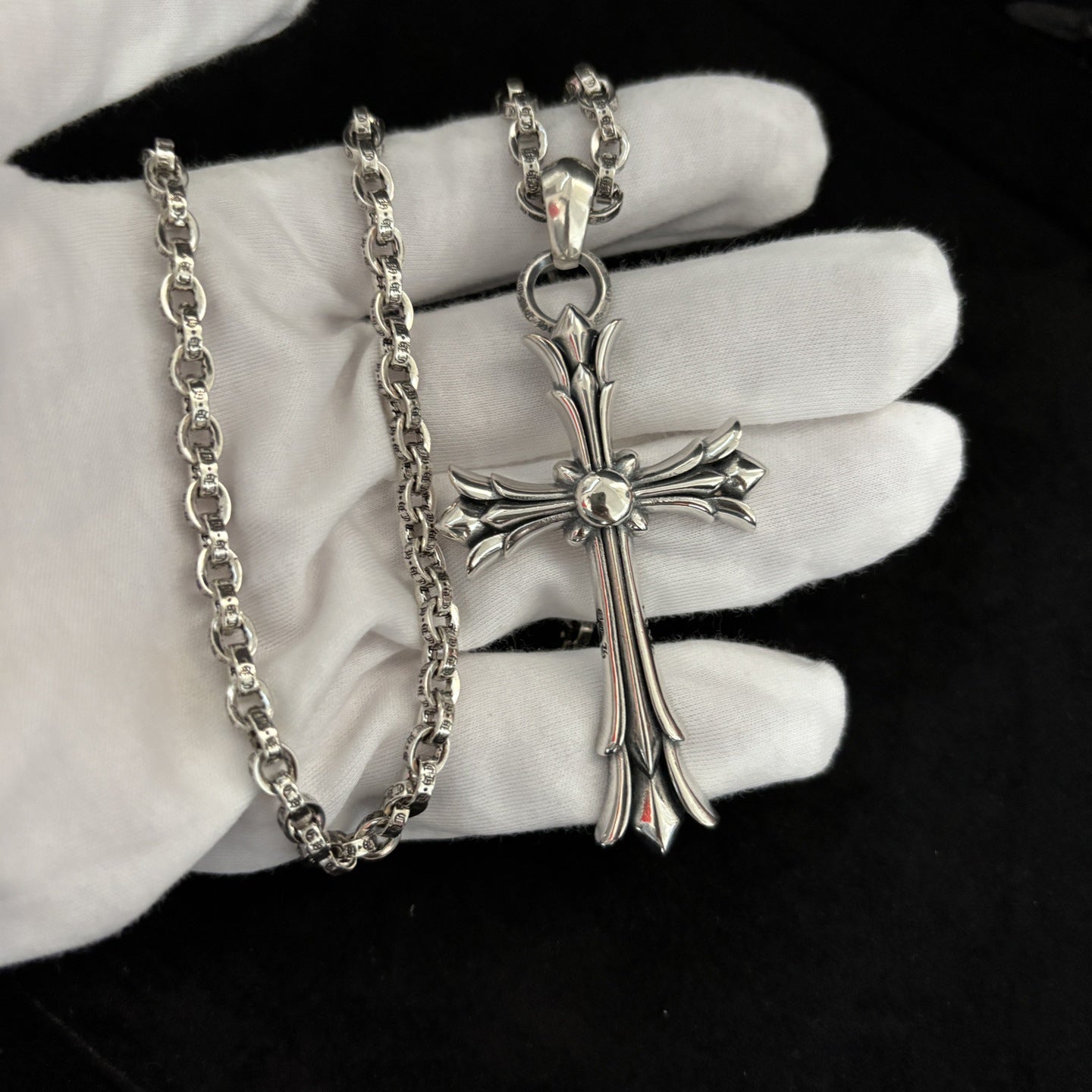 Chrome Hearts large double-layer cross letter chain pendant