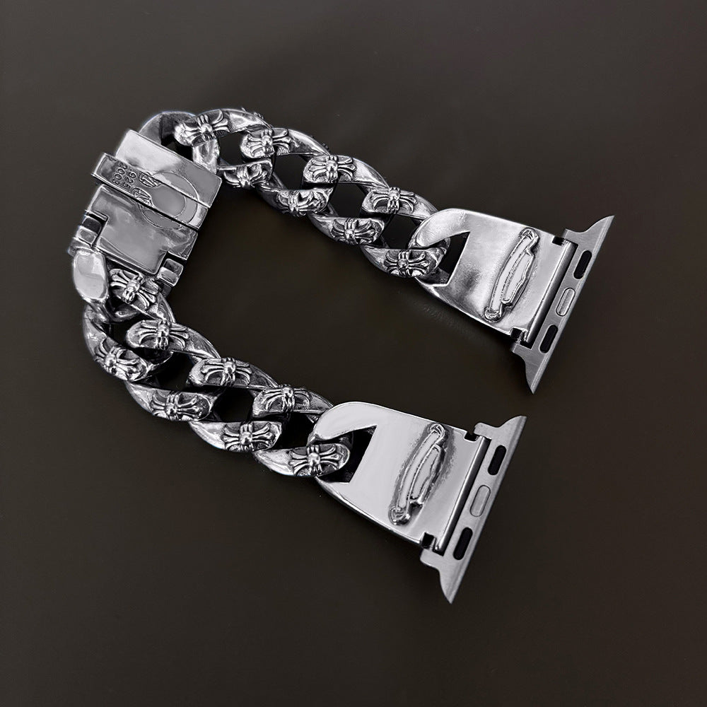 Chrome Hearts cross flower watch chain