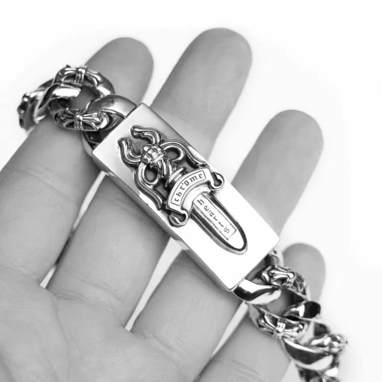 Chrome Hearts Dagger ID Fancy Link Clip Bracelet