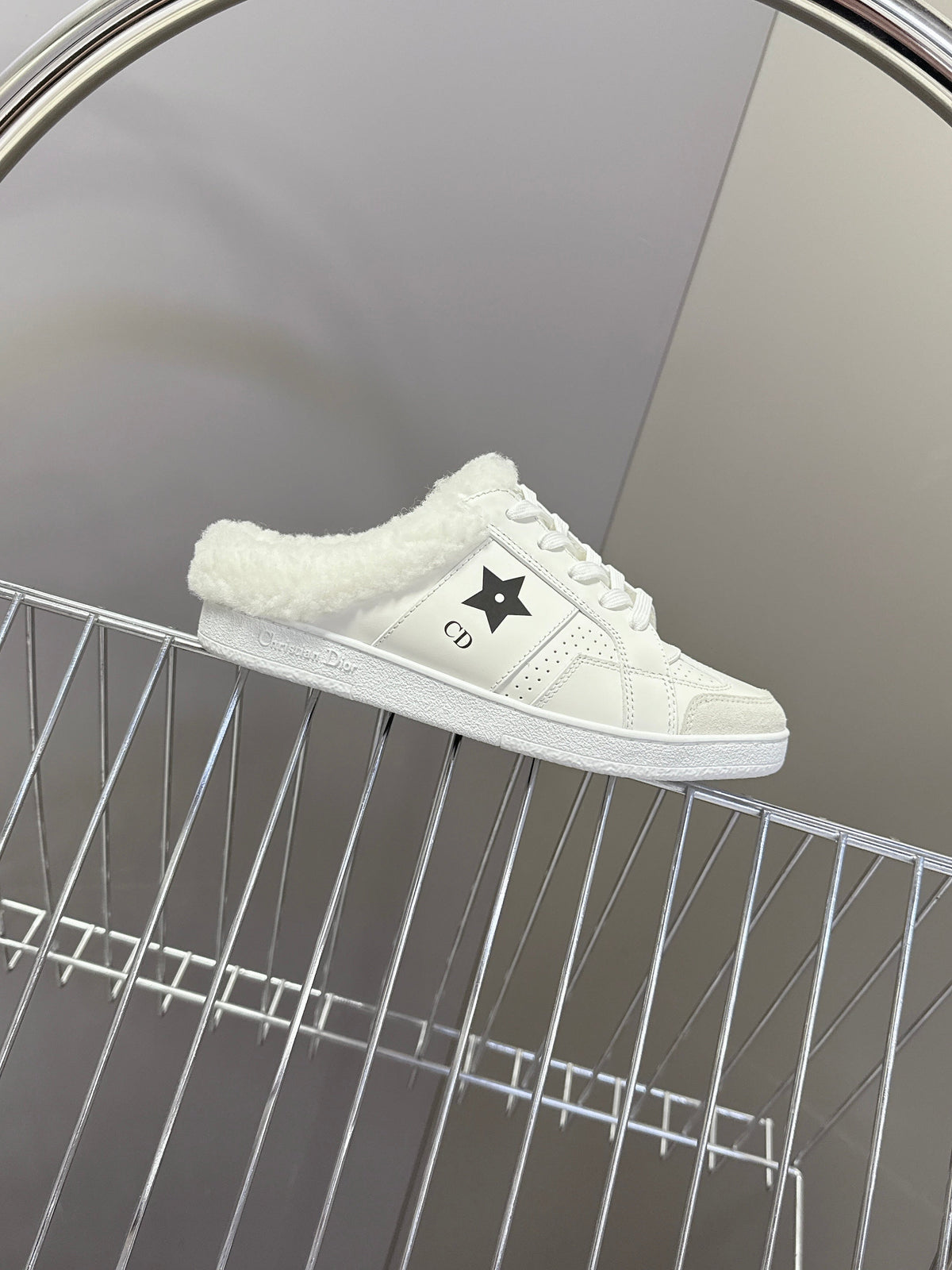 DIOR 25S  STAR SNEAKERS IN WHITE LAMBSKIN AND WOOL