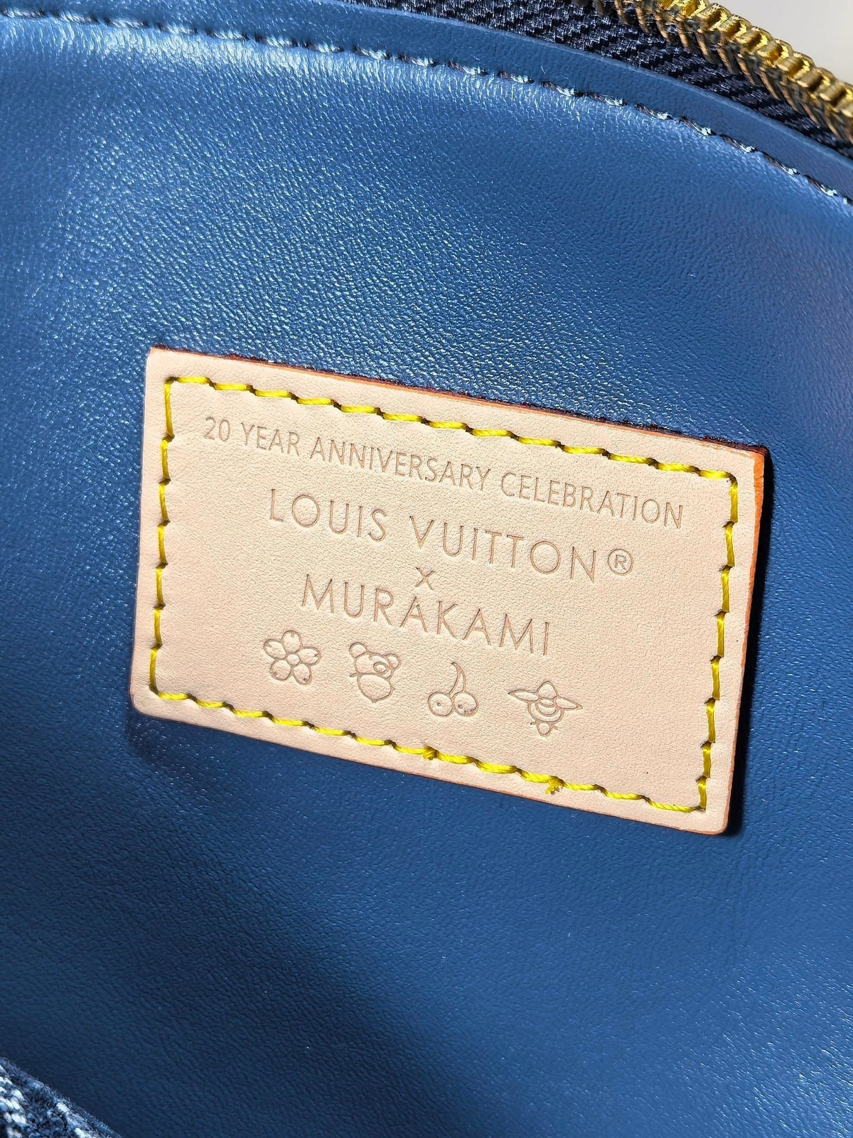 LOUIS VUITTON LV 25S COUSSIN BAG 26 IN DARK BLUE DENIM MONOGRAM CHERRY GOLD HARDWARE