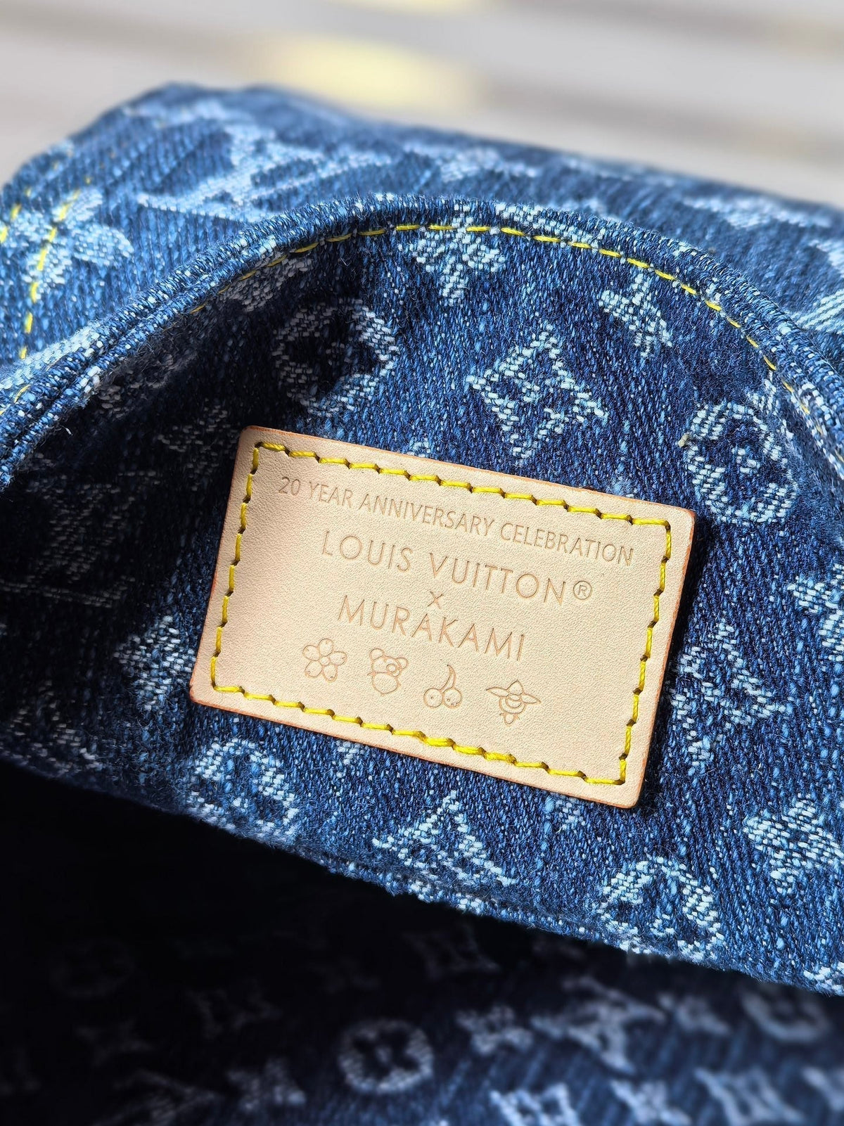 LOUIS VUITTON LV 25S VENICE BACKPACK 26 IN BLUE DENIM MONOGRAM CHERRY GOLD HARDWARE