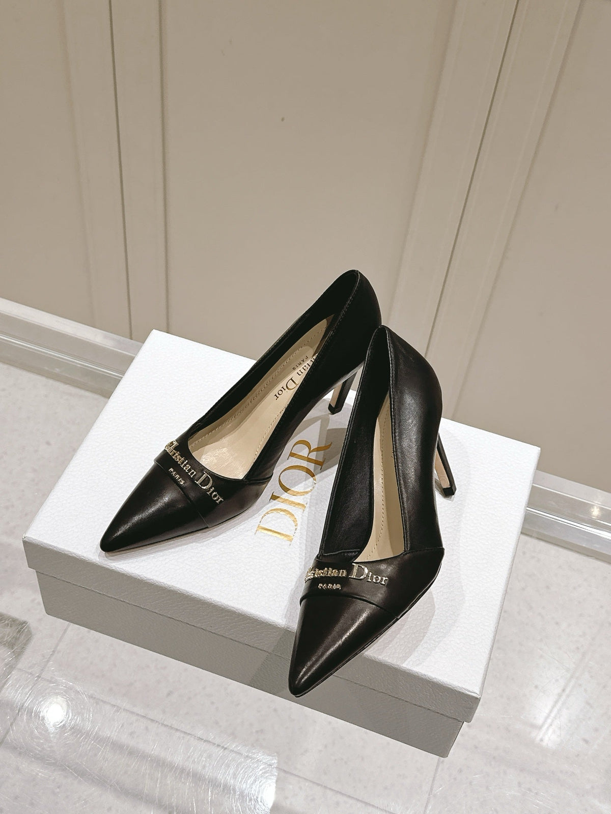 DIOR MY DD 25S POINTED TOE PUMP 50MM IN BLACK CALFSKIN