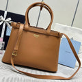 PRADA 25S BUCKLE MEDIUM HANDBAG 35 IN RK CARAMEL CALFSKIN GOLD HARDWARE